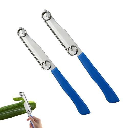 Schnell Schneide Messer, 3-in-1 Multifunktions Obstmesser, Schneidemesser mit Verstellbarer Feder, Karotten Schneider aus Edelstahl, Obstschälmesser, Gemüseschneider (2) von Kaezuy