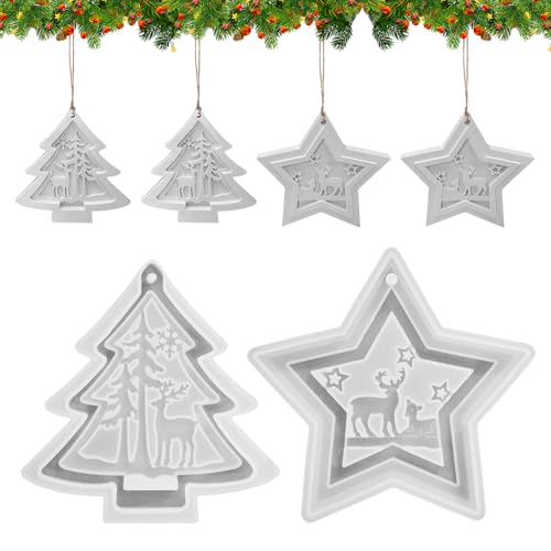 Silikonform Weihnachten Silikonformen Gießformen, Silikon Weihnachten Seifenform Kerzenformen, DIY Gipsformen Zum Gießen Gießform für Sojawachs Kerzen, Seife, Gips, Handwerk (O) von Kaezuy