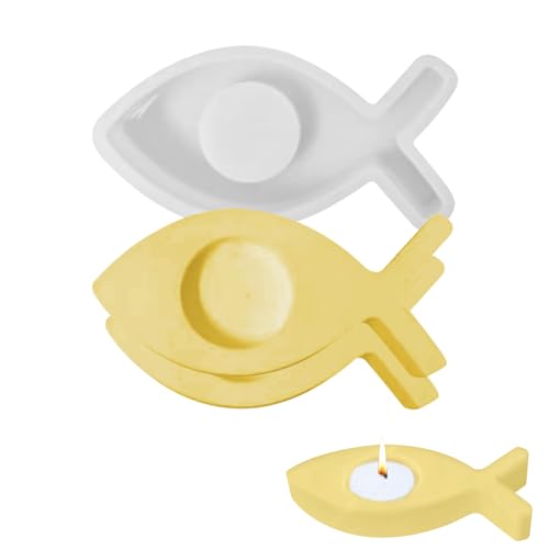 Silikonformen Gießformen, Fisch Silikonform Kerzenhalter, DIY Fisch Gießformen Kerzen, Epoxidharz Formen,Silikonform Backen für Kommunion Deko Konfirmation Taufe Geschenk (2PCS) von Kaezuy