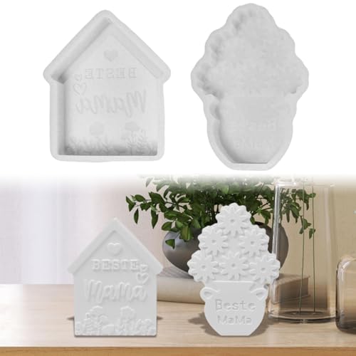 Silikonformen Gießformen für Beste Mama, Silikonform Vase/Haus mit Beste Mama Worte, Silikon Muttertag Gips Zum Gießen, DIY Kerzenform Epoxidharz Formen Geschenk für Muttertag Mama Geburtsta (2pcs) Silikonformen Gießformen für Beste Mama, Silikonform Vase/Haus mit Beste Mama Worte, Silikon Muttertag Gips Zum Gießen, DIY Kerzenform Epoxidharz Formen Geschenk für Muttertag Mama Geburtsta (2pcs) von Kaezuy
