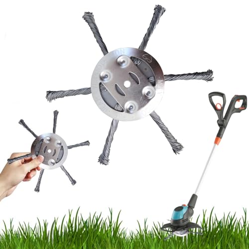 Unkrautbürste, 2024 New Unkraut Entferner Gerät, Grasschneidekopf aus Stahldraht, Unkrautbürste Freischneider Rasentrimmer Fräskopf, 5MM Stahldraht Rasentrimmerkopf für Rasenmäher (3, 6Kopf) von Kaezuy