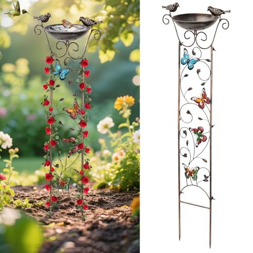 Vogeltränke Stehend, 101x37cm Vogelbad Garten für Wildvögel, Wassertränke für Vögel, Vogeltränke Metall mit Erdspieß Schmetterlings Kolibri Musterdesign für Garten Terrasse Rasen (Schmetterling) Vogeltränke Stehend, 101x37cm Vogelbad Garten für Wildvögel, Wassertränke für Vögel, Vogeltränke Metall mit Erdspieß Schmetterlings Kolibri Musterdesign für Garten Terrasse Rasen (Schmetterling) von Kaezuy