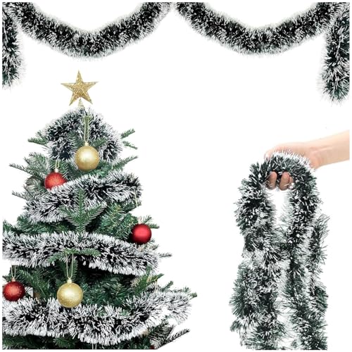 Weihnachtsgirlande Tannengirlande Künstlich Girlande Weihnachten, 5m 10m Weihnachtsbaum Girlande, Weihnachtsdeko Tannengirlande Hängende Dekoration für Haus Treppen Kamin Innen Außen (5M) von Kaezuy