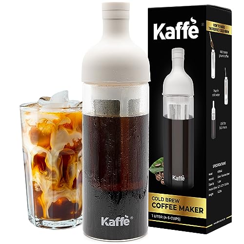 Kaffe Cold Brew Kaffeemaschine, Eiskaffee-Krug, Cold Brew Kaffee und Tee Brauer, leicht zu reinigender Netzfilter (1 Liter) Weiß von Kaffè