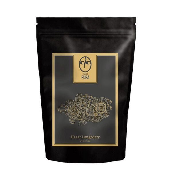 Kaffee Pura Premium Bio Kaffee - Harar Longberry Äthiopien - Bohne & Gemahlen von Kaffee Pura