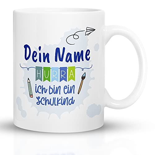 Kaffeebecher24 - Tasse Schulkind Junge - Personalisiert mit Name - Spülmaschinenfest - Geschenke Einschulung - Schulkind Tasse (Junge) von Kaffeebecher24