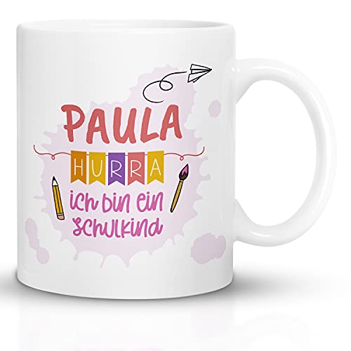 Kaffeebecher24 - Schulkind Tasse Mädchen mit Name - Spülmaschinenfest - Geschenke Einschulung - Schulkind Tasse (Mädchen) von Kaffeebecher24