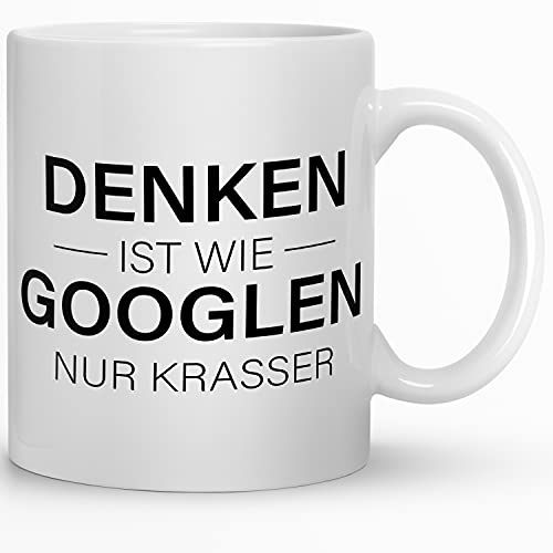 Kaffeebecher24 Tasse, Denken ist wie Google nur Krasser, Spülmaschinengeeignet von Kaffeebecher24