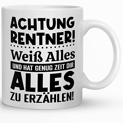 Kaffeebecher24 - Tasse Abschiedsgeschenk Rentner (Achtung Rentner) von Kaffeebecher24