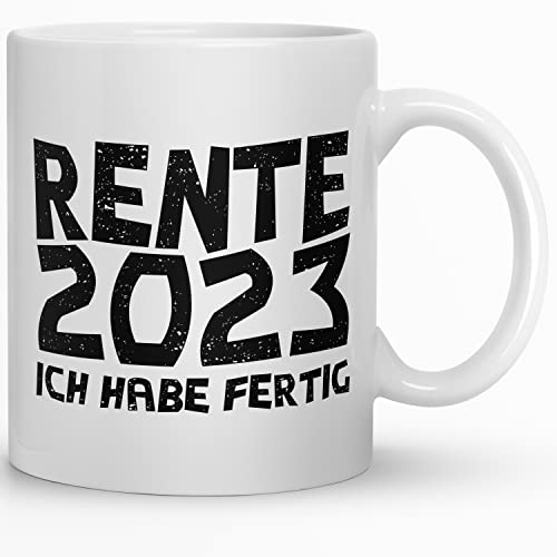 Kaffeebecher24 - Tasse Abschiedsgeschenk Rentner - Tasse zur Pensionierung als Dankeschön - Renteneintritt, Pensionierung, Abschiedsfeier, Geburtstag - (Lange arbeiten) (Ich habe Fertig) von Kaffeebecher24