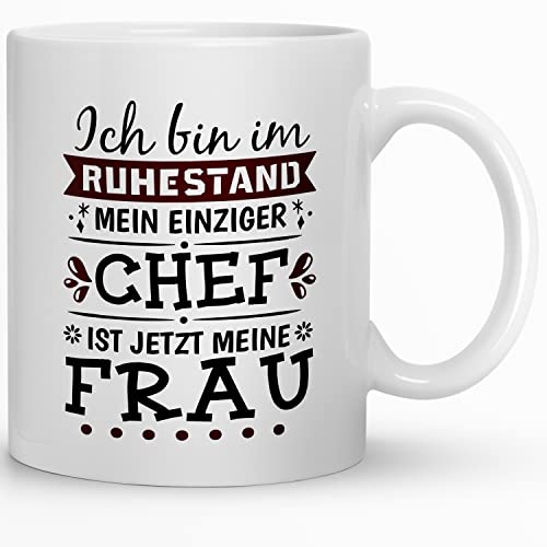 Kaffeebecher24 - Tasse Abschiedsgeschenk Rentner - Tasse zur Pensionierung als Dankeschön - Renteneintritt, Pensionierung, Abschiedsfeier, Geburtstag - (Lange arbeiten) (Mein Einziger Chef D) von Kaffeebecher24