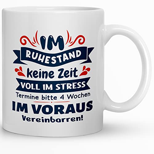 Kaffeebecher24 - Tasse Abschiedsgeschenk Rentner - Tasse zur Pensionierung als Dankeschön - Renteneintritt, Pensionierung, Abschiedsfeier, Geburtstag - (Lange arbeiten) (Voll im Stress) von Kaffeebecher24