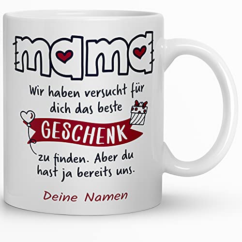 Kaffeebecher24 - Personalisierte Tasse zum Muttertag - Das beste Geschenk finden - Spülmaschinenfest - Mit Wunschname - Geburtstagsgeschenk Mama (Mama - wir haben versucht) von Kaffeebecher24
