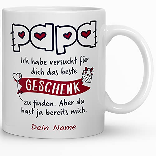 Kaffeebecher24 - Personalisierte Geschenke Männer - Spülmaschinenfest - Geschenk für Papa - Tasse lustig - Papa Geschenk Geburtstag (Papa - ich habe versucht) von Kaffeebecher24