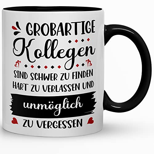 Tasse Abschiedsgeschenk für Kollegen mit Spruch | Viel Glück bei der Suche nach so verdammt geilen Kollegen wie uns | Beidseitig bedruckt, 300ml, spülmaschinenfest von Kaffeebecher24