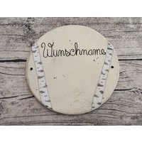 Türschild/Hausnummer Handgetöpfert - Mit Wunschname Beschriftet von Kaffeepott