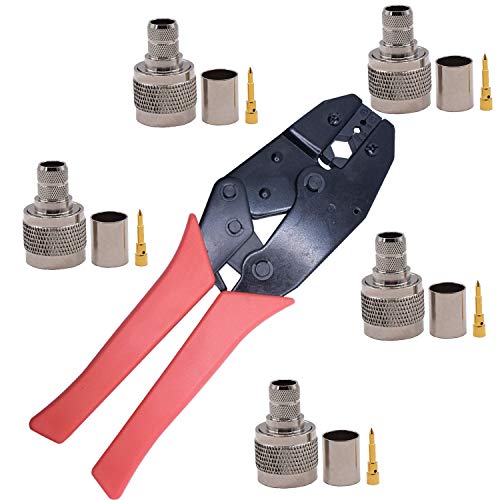 5 Stücke N Stecker Crimp und Koaxialkabel Crimpzange, Kagni N Adpter RF Stecker und Crimpzange Quetschverbinder set für RG8 RG174 RG223 Belden9913 LMR400 von Kagni