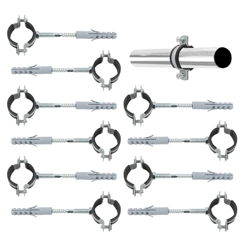10 Stück 25-30 mm 3/4" Schraubrohrschellen Set mit Stockschrauben und Dübeln mit Schalldämmeinlagen für Rohrbefestigung, Rohrschellen Rohrbefestigung, Schlauchschelle, Schraubenzange (25-30 mm 3/4") von Kahaybeall