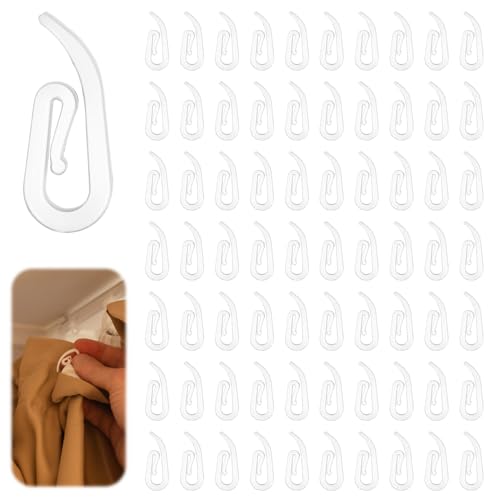 100 Stück Curtain Hooks, Vorhanghaken aus robustem Kunststoff, Curtain Hooks, Gardinenhaken zum Einhängen, Vorhang Haken, für Duschvorhänge, Gardinen und Vorhänge in Wohnwagen (Weiß, 28x12mm) von Kahaybeall