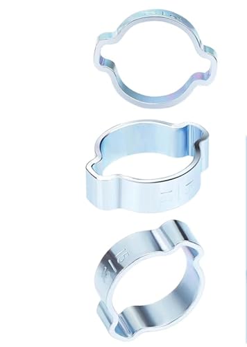 160 Stück 2 Ohr Rohrschellen, Einstellbare Doppelohrschellen, Doppelohr O Clips, Doppelohr Befestigungsklemmen, Verzinkte Zweiohrschellen für Schlauch, Doppelohr Schlauchklemme in 9 Größen (5-23 mm) von Kahaybeall