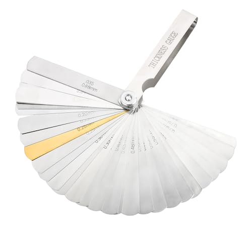 32 Blatt Klinge Universal Fühlerlehre aus Edelstahl, Präzisions Dickenmessgerät für Metrische und Imperial Messungen für Ventilspiel, Zündkerzenspalten und Motor Messungen, Größenbereich 0.04-0.88mm 32 Blatt Klinge Universal Fühlerlehre aus Edelstahl, Präzisions Dickenmessgerät für Metrische und Imperial Messungen für Ventilspiel, Zündkerzenspalten und Motor Messungen, Größenbereich 0.04-0.88mm von Kahaybeall