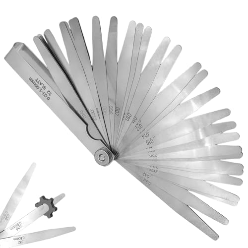 32 Klingen Fühlerlehre aus Edelstahl, Messbereich 0,03-1,00 mm/0,001-0,04 Zoll, Fühlerlehre Ventilspiel, Feeler Gauge, Metrisches und Imperial Werkzeug zur präzisen Messung von Spaltbreiten und Dicken 32 Klingen Fühlerlehre aus Edelstahl, Messbereich 0,03-1,00 mm/0,001-0,04 Zoll, Fühlerlehre Ventilspiel, Feeler Gauge, Metrisches und Imperial Werkzeug zur präzisen Messung von Spaltbreiten und Dicken von Kahaybeall