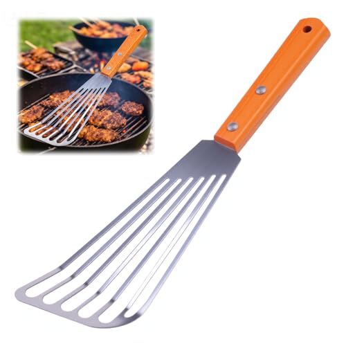 Fischwender, Fischspatel, Pfannenwender Edelstahl mit Schlitzen, Pfannenwender aus rostfreiem Edelstahl, hitzebeständiger mit Holzgriff, Abgeschrägtes Design zum Wenden, Braten und Grillen Fischwender, Fischspatel, Pfannenwender Edelstahl mit Schlitzen, Pfannenwender aus rostfreiem Edelstahl, hitzebeständiger mit Holzgriff, Abgeschrägtes Design zum Wenden, Braten und Grillen von Kahaybeall
