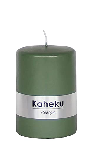 Kaheku Kerze, getaucht, Cylinderkerze Powder, Oliv, Ø6,8xH10cm von Kaheku