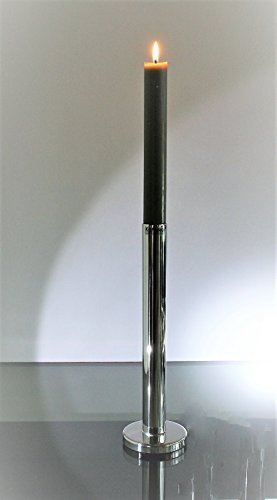Kaheku Kerzenleuchter Reto für Stabkerzen Ø 7,5, H 25 cm, Kerzenständer Silber Edelstahl von Kaheku