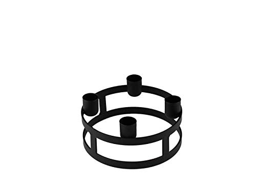 Kaheku Kerzenring Topino | D15 cm H 9 cm | für 4 Stabkerzen geeignet | schwarz Metall | Franzring,Adventskranzring, Kerzenhalter, Kerzenständer von Kaheku