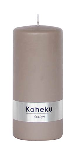 Stumpenkerze Powder taupe pastell getaucht d6,8 h15 cm von Kaheku