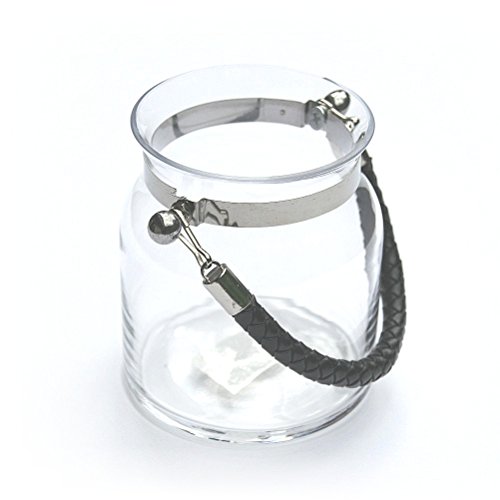 Windlicht Laterne Teelichthalter Comare Mini Glas klar Silber mit Seilgriff schwarz von Kaheku