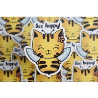 Magnet Biene Katze Bee Happy Kühlschrankmagnet von KahikoDE