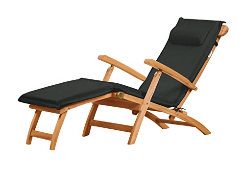 Kai Wiechmann Deckchair Auflage mit Nackenkissen im Set anthrazit grau für Gartenliege Hochlehner von Kai Wiechmann