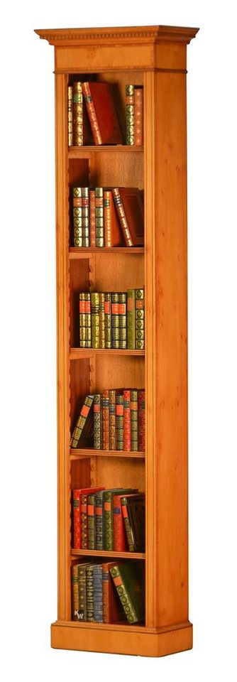 Kai Wiechmann Bücherregal schmaler Bücherschrank Eibe im englischen Stil, edles Bücherbord, mit dekorativer Krone, Standregal 50 cm made in England von Kai Wiechmann