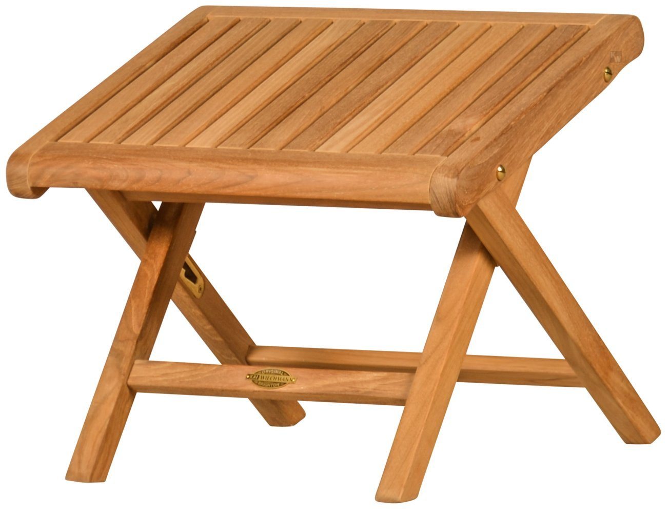 Kai Wiechmann Fußhocker Premium Teak Fußbank 50 x 42 cm als wetterfester Holzhocker, verstellbare und unbehandelte Fußstütze aus Teak von Kai Wiechmann