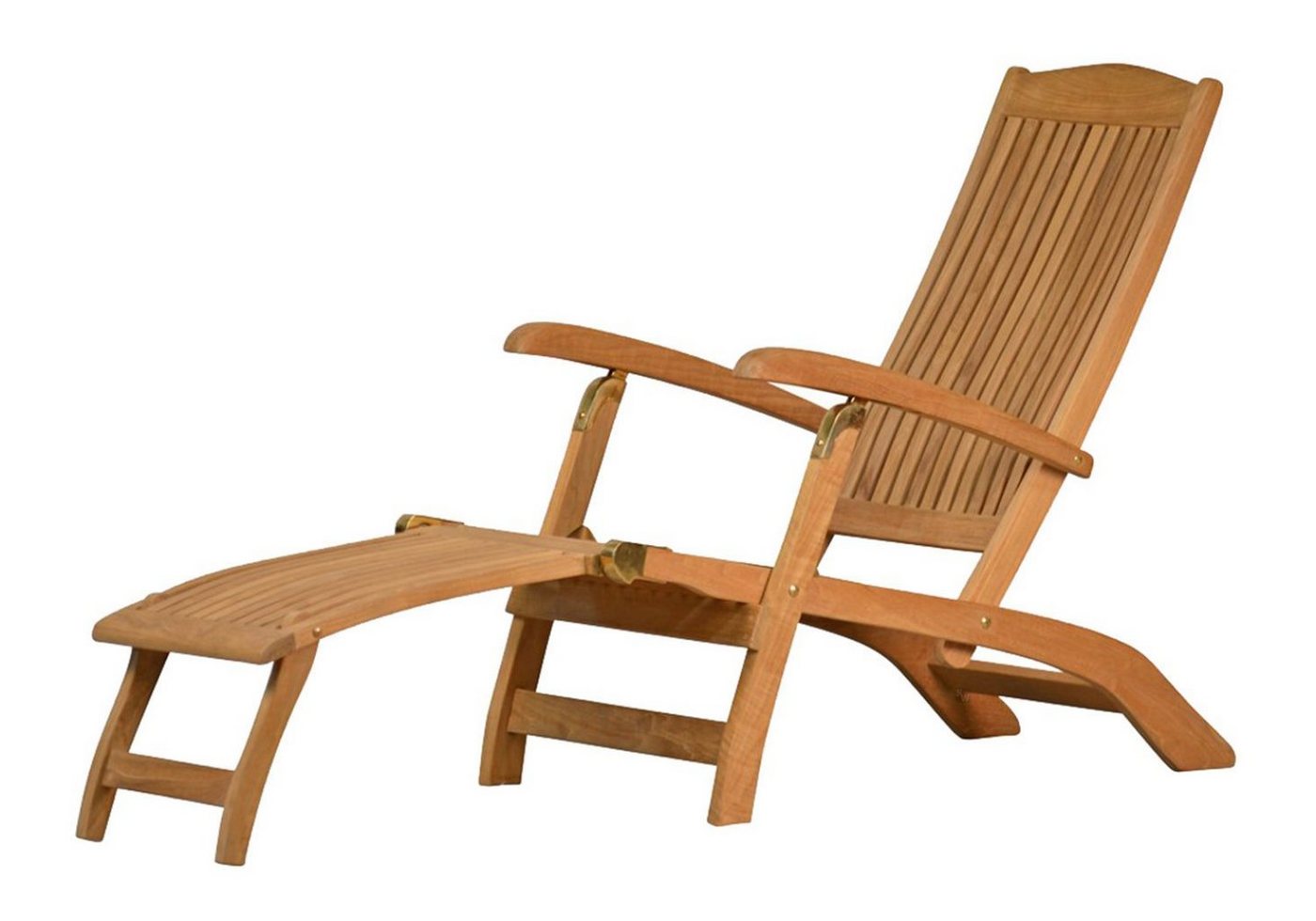 Kai Wiechmann Gartenliege Premium Teak Deckchair als wetterfester Liegestuhl, verstellbarer Teak Relaxsessel mit Fußablage von Kai Wiechmann