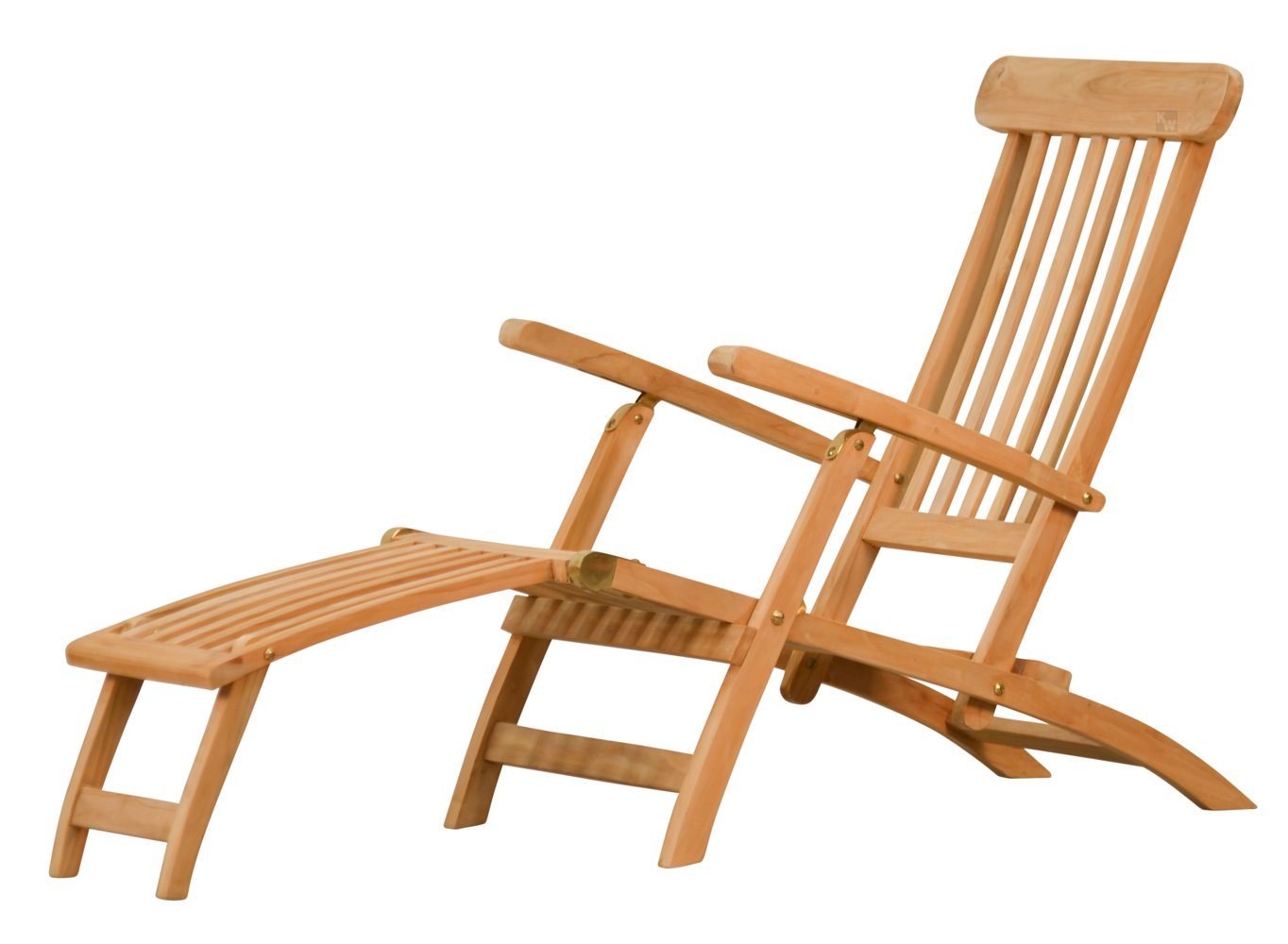 Kai Wiechmann Gartenliege Hochwertiger Teak Deckchair als wetterfester Liegestuhl, verstellbarer Teak Relaxsessel mit Fußablage von Kai Wiechmann