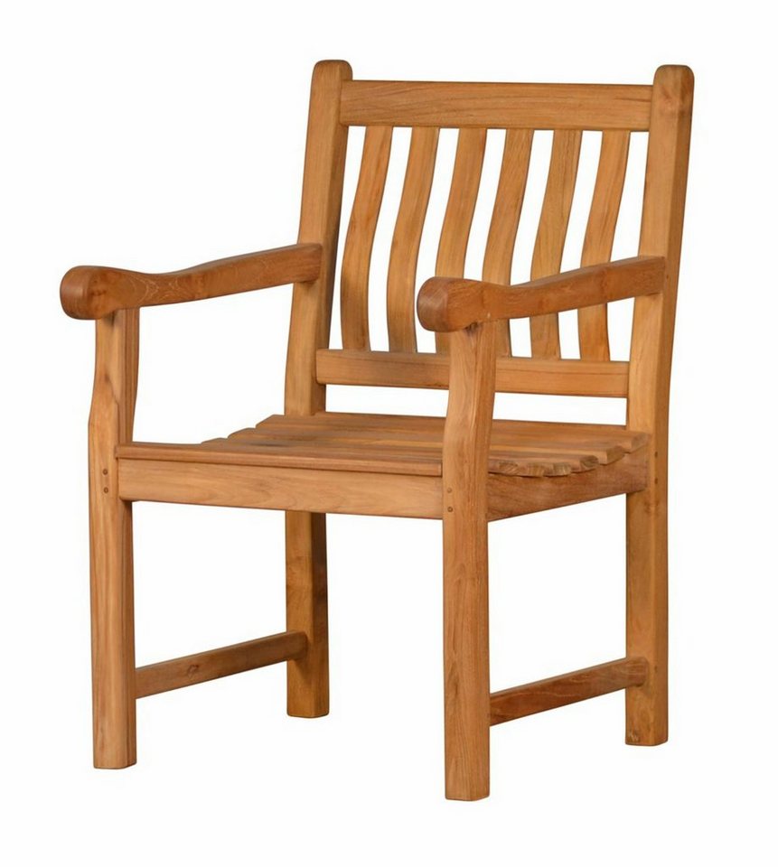 Kai Wiechmann Gartensessel Massiver Premium Teak Sessel als wetterfester Gartenstuhl aus Holz, Teakholzsessel in geschwungener Form von Kai Wiechmann