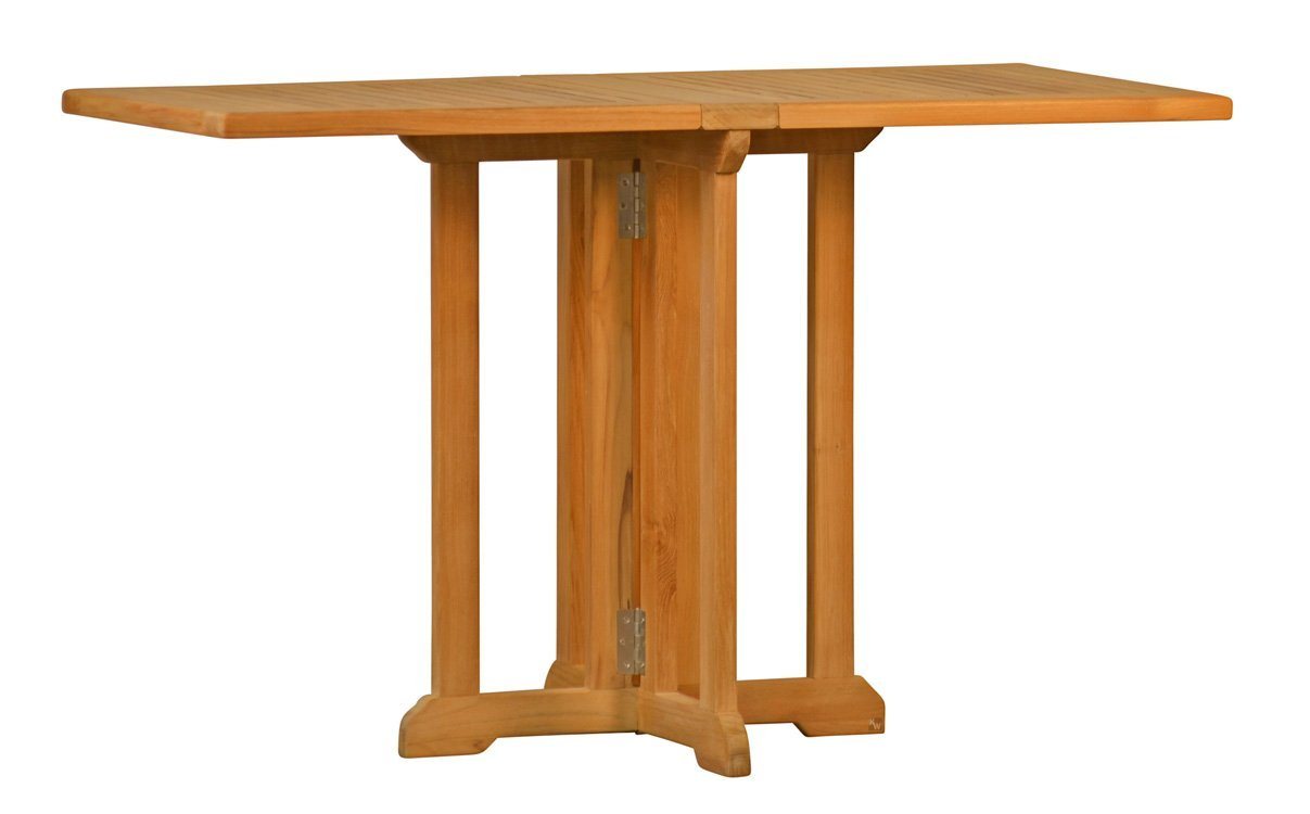 Kai Wiechmann Klapptisch Premium Teak Falttisch 120 x 60 cm als wetterfester Balkontisch, unbehandelter Doppel-Klappentisch aus Teak von Kai Wiechmann