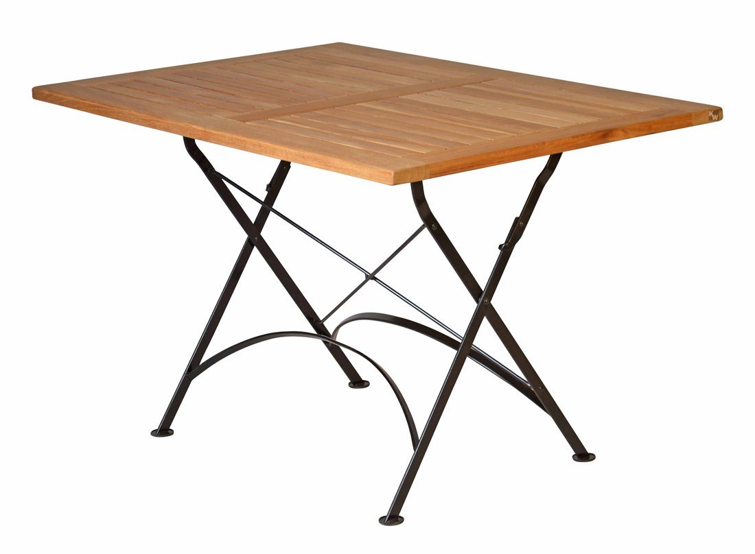 Kai Wiechmann Klapptisch Premium Teak Falttisch 120 x 80 cm als wetterfester Balkontisch, rostfreier und langlebiger Teak Eisen Gartentisch von Kai Wiechmann