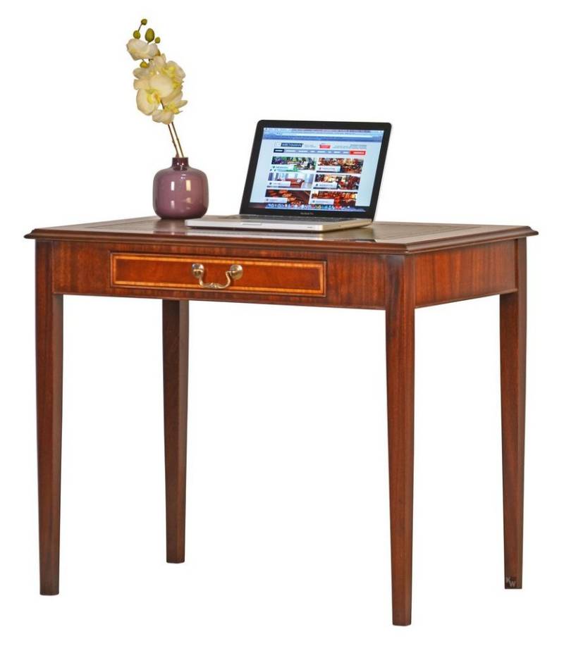 Kai Wiechmann Schreibtisch Bürotisch Mahagoni 90 cm, englischer Writing Table, stilvoller Bürotisch mit Lederschreibeinlage, made in England von Kai Wiechmann