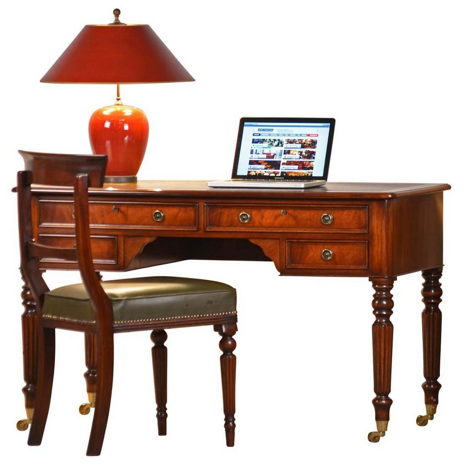 Kai Wiechmann Schreibtisch Englischer Writing Table Mahagoni, Bürotisch 126 cm, Damenschreibtisch im viktorianischen Stil, vier Schubladen von Kai Wiechmann