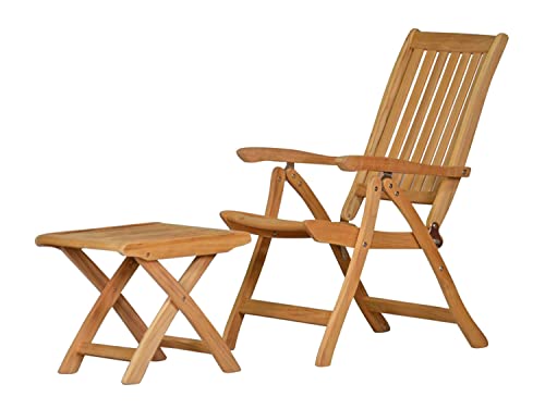 Kai Wiechmann Gartenmöbel Holz Set Pisa 1x Teak Fußhocker klappbar 1x Teak Hochlehner Premium von Kai Wiechmann