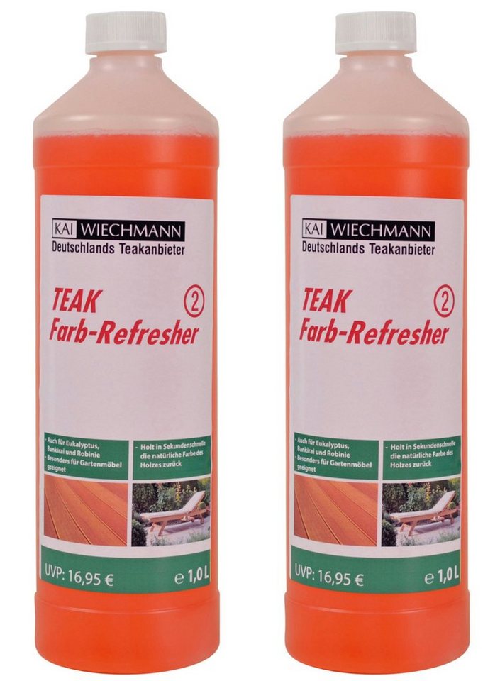 Kai Wiechmann Teak Farb-Refresher Teakpflege zum Auffrischen der Holzfarbe Holzpflegeöl (2 St), Holz Refresher für Gartenmöbel und Terrassendielen von Kai Wiechmann