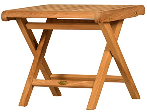 Kai Wiechmann Teak Fußhocker 50 x 42 cm verstellbar Premium wetterfest von Kai Wiechmann