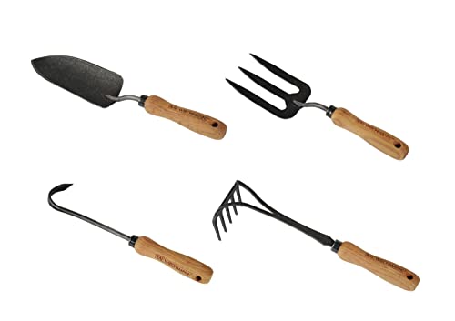 Teak Gartenwerkzeug Set Florenz 4-TLG. geschmiedet Teak Griff Premium von Kai Wiechmann