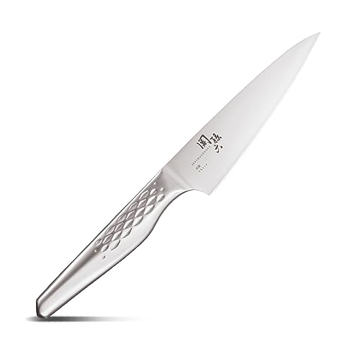 KAI Seki Magoroku Shoso Allzweckmesser klein 12,0 cm Klingenlänge - 5CR15MoV Edelstahl 56 (±1) HRC - konvexer Anschliff - 18-8 Edelstahl Griff mit Rautenmuster - Universalmesser - Made in Japan von KAI