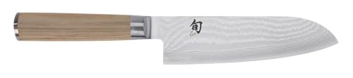 KAI Shun Classic White Santoku 18 cm Klingenlänge - Damastmesser 32 Lagen VG MAX Kern - 61 (±1) HRC - Pakkaholzgriff - Made in Japan - japansiches Kochmesser Küchenmesser geschmiedet von Shun