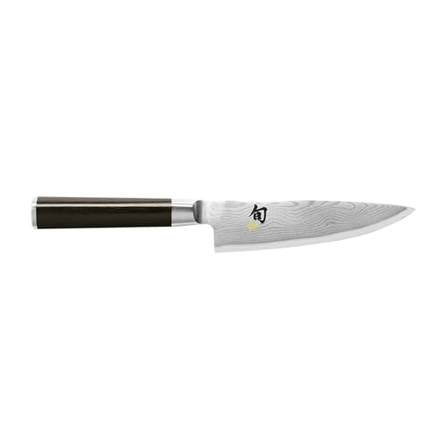 KAI Shun Classic japanisches kleines Kochmesser 15 cm Klingenlänge - Damastmesser 32 Lagen VG MAX Kern - 61 (±1) HRC - Pakkaholzgriff - Made in Japan - Küchenmesser Chefmesser geschmiedet von Shun
